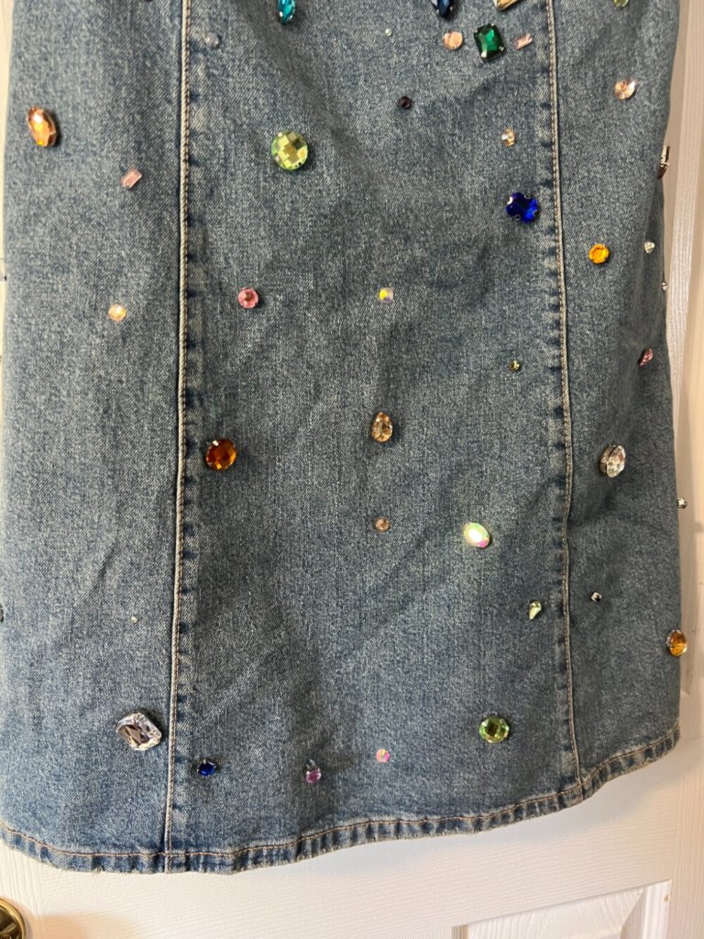 Zara jewel denim dress embellished beaded bedazzled L Large NWT 4730/080 VIRAL - Picture 9 of 9
